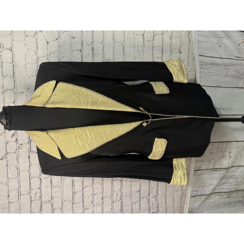 Solini Women's Black and Gold Blazer Size 10 - Picture 6 of 6